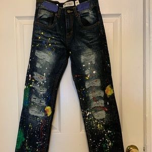 Never Worn Kids Paint Splatter Design Jeans (boys)